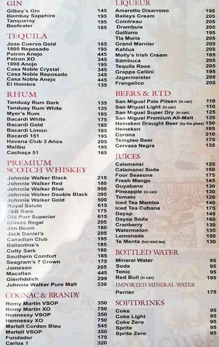 Cafe Havana Menu Menu For Cafe Havana Greenbelt Makati City