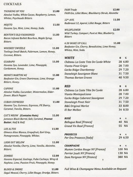 Menu at The Dean Dublin pub & bar, Dublin