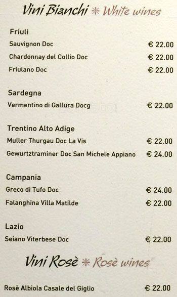 Menu di La Luna d'Oro 