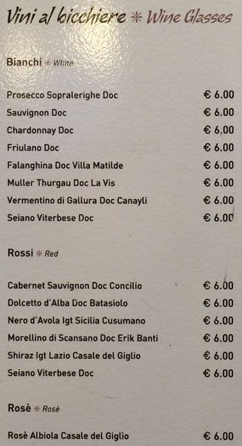 Menu di La Luna d'Oro 