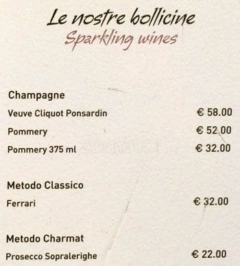 Menu di La Luna d'Oro 