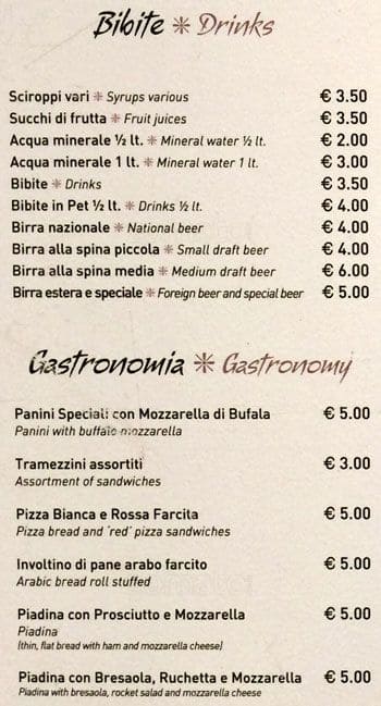 Menu di La Luna d'Oro 