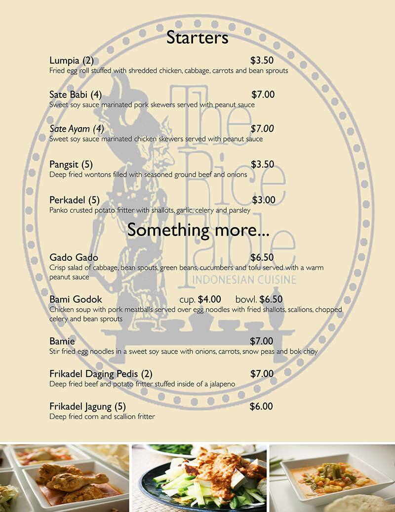 Carta de The Rice Table