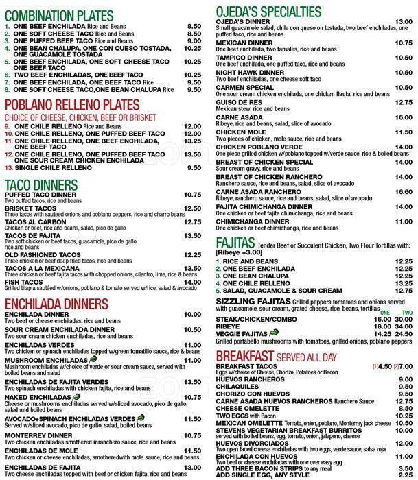 Ojeda's Menu, Menu for Ojeda's, Lewisville, Lewisville/Flower Mound