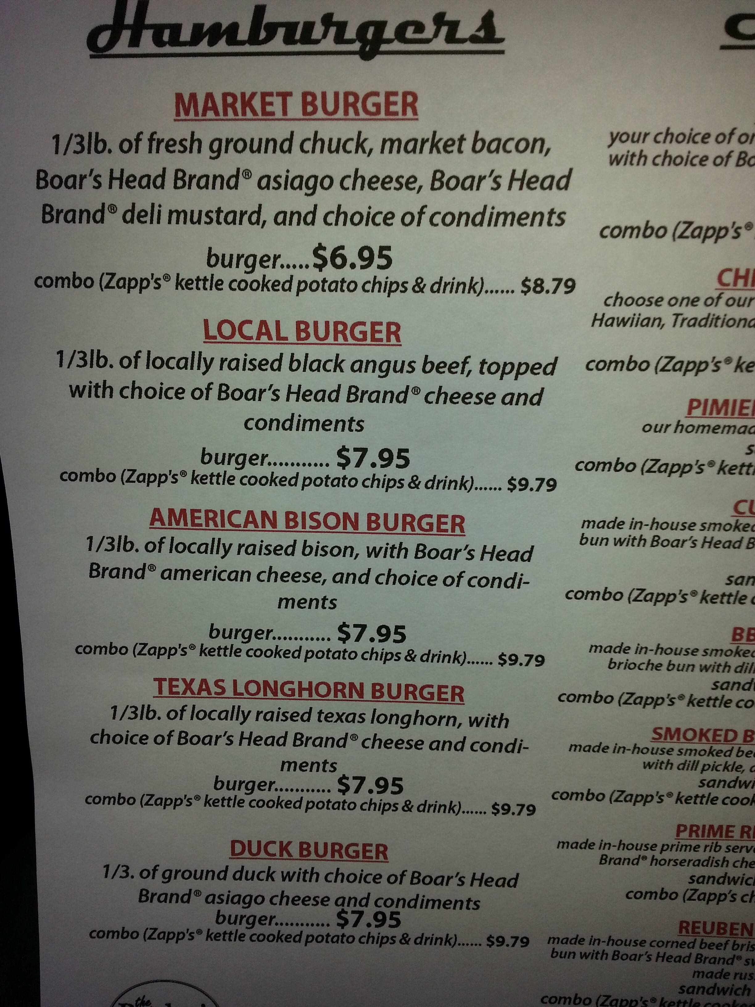 Menu at Butcher's Market BBQ, Dalton