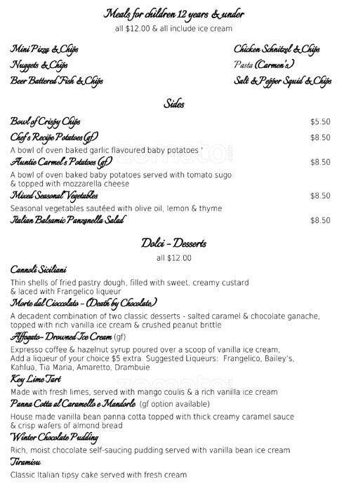 Carmens Little Taste of Italy menu