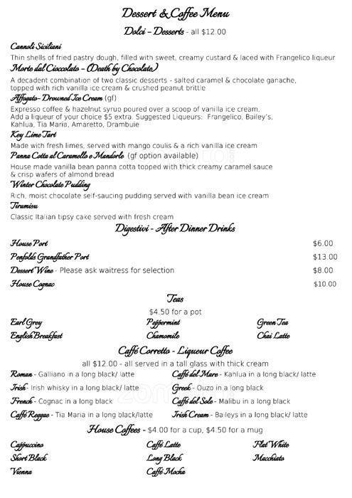 Carmens Little Taste of Italy menu