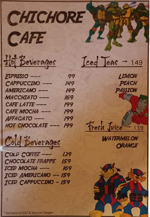 Chichore Cafe menu
