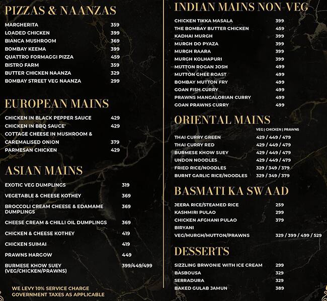 Menu of Bombay Bistro, Mahalunge, Pune