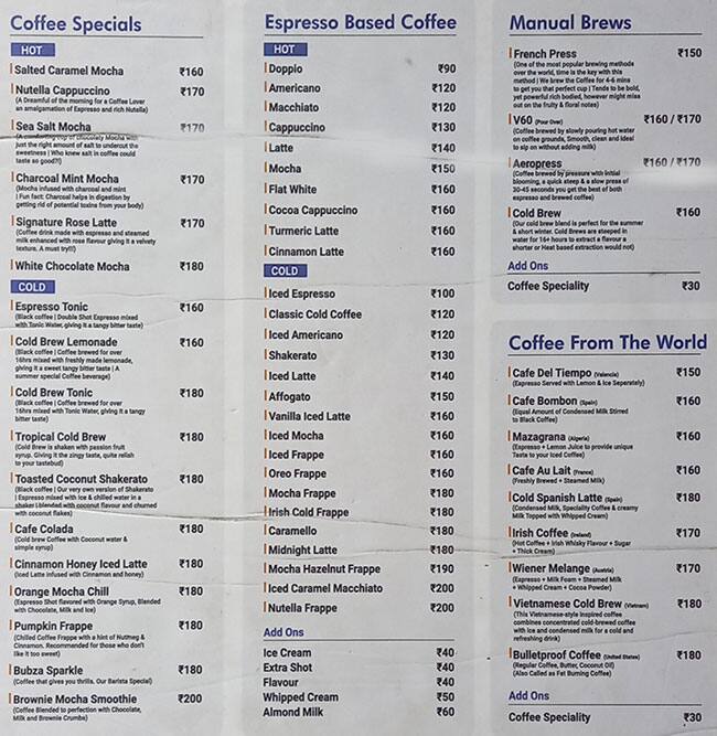 Menu Of Three Beans Dharampeth Nagpur