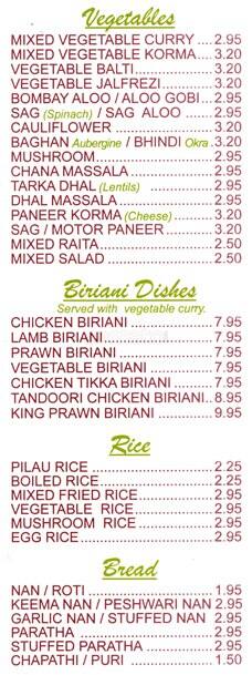 Curry 4 U menu