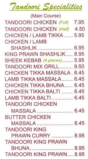 Curry 4 U menu