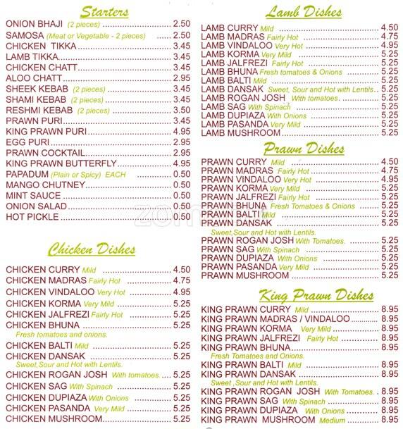 Curry 4 U menu