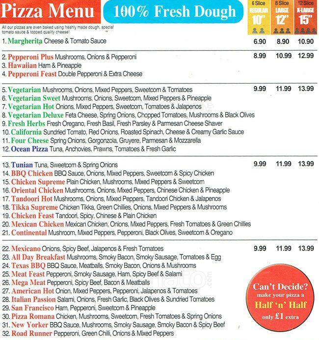 American Pizza House Menu, Menu for American Pizza House, Epsom, London