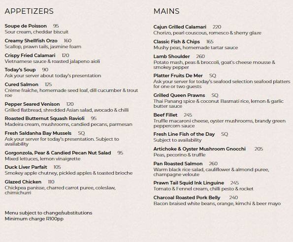 Menu At 9th Avenue Waterside Restaurant Durban 2 Maritime Pl