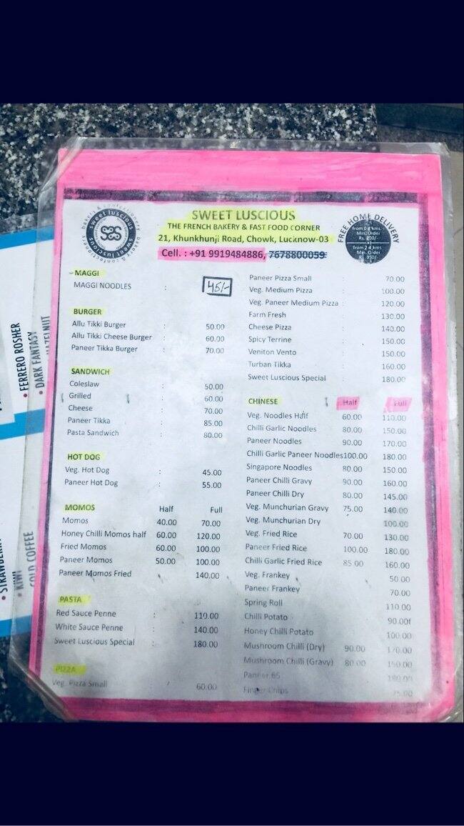 Sweet Luscious Menu, Menu for Sweet Luscious, Aashiana, Lucknow Zomato