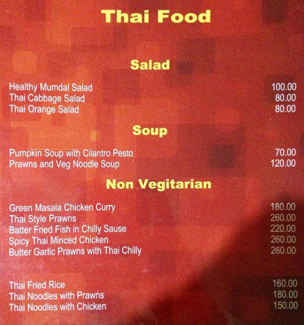 Menu at Chimes, Kochi, 30/1156