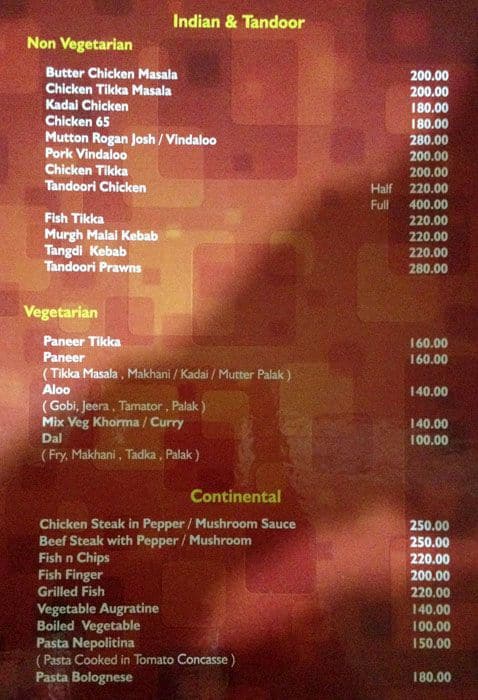 Chimes menu