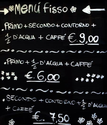Menu di Bar del Sorriso 