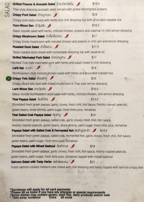 Menu at Nine Elephants Thai Restaurant, Docklands