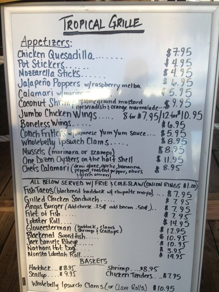 Hernando Beach Tropical Grille Menu