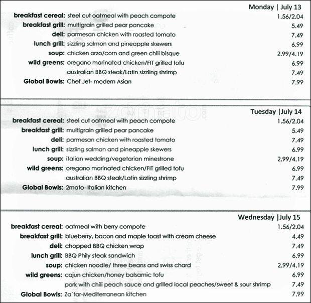 Menu at Taste Barista Bar, Charlotte