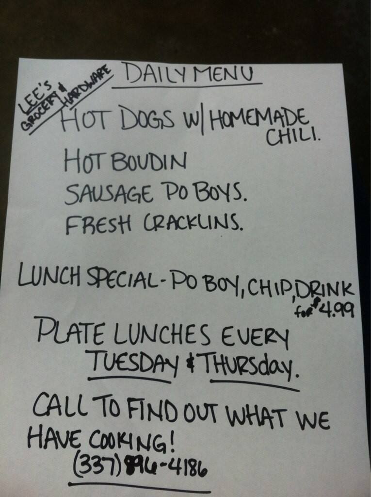 Lee's Grocery & Hardware Store Menu Urbanspoon/Zomato