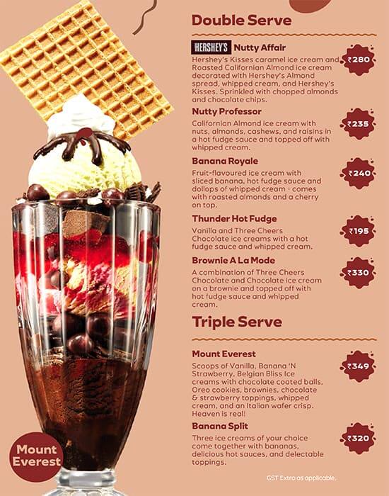 Menu at Baskin-Robbins, Kochi, Lulu Mall