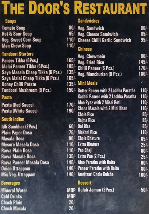 The doors menu