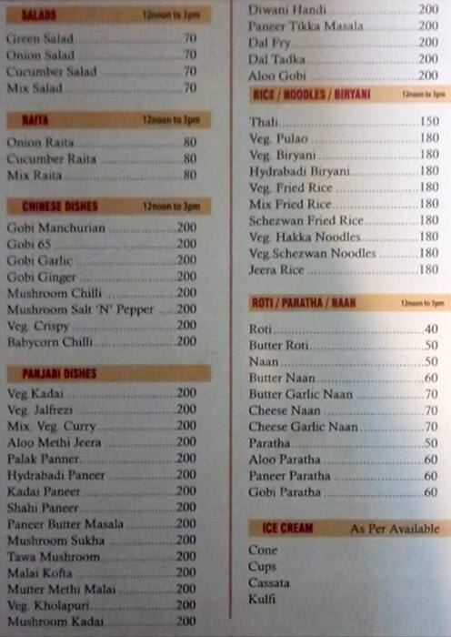 Menu of Cafe Bhonsle, Panaji, Goa