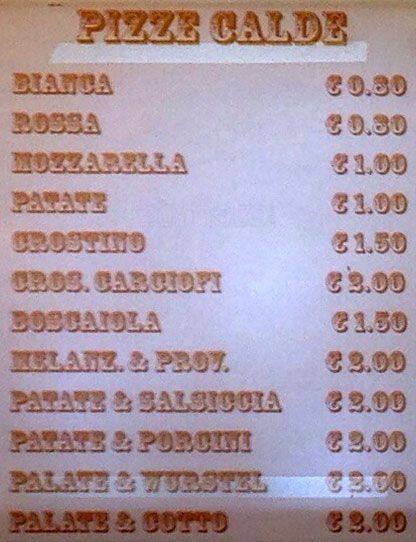 Menu di Pizzeria Boccione 
