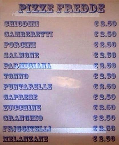 Menu di Pizzeria Boccione 