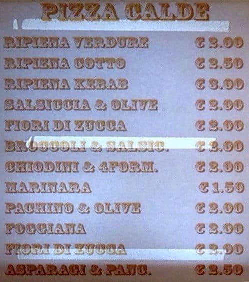 Menu di Pizzeria Boccione 