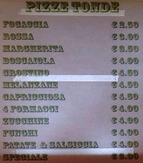 Menu di Pizzeria Boccione 