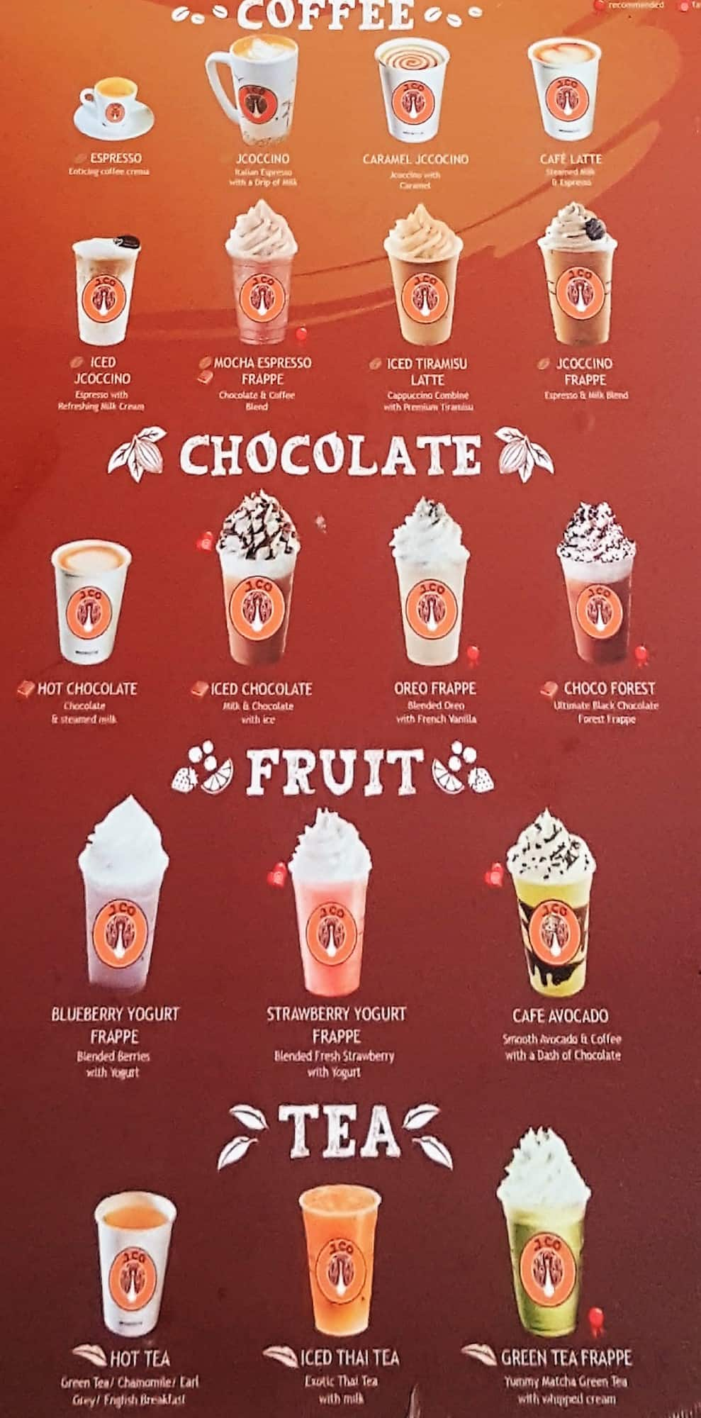 J Co Donuts Coffee Menu Menu For J Co Donuts Coffee Denpasar Utara Bali