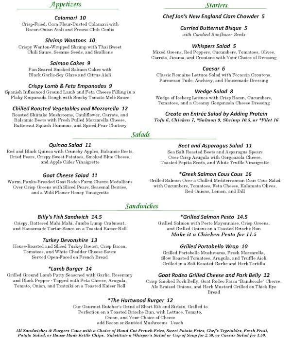 Whispers Pub Menu, Menu for Whispers Pub, Glenshaw, Pittsburgh ...