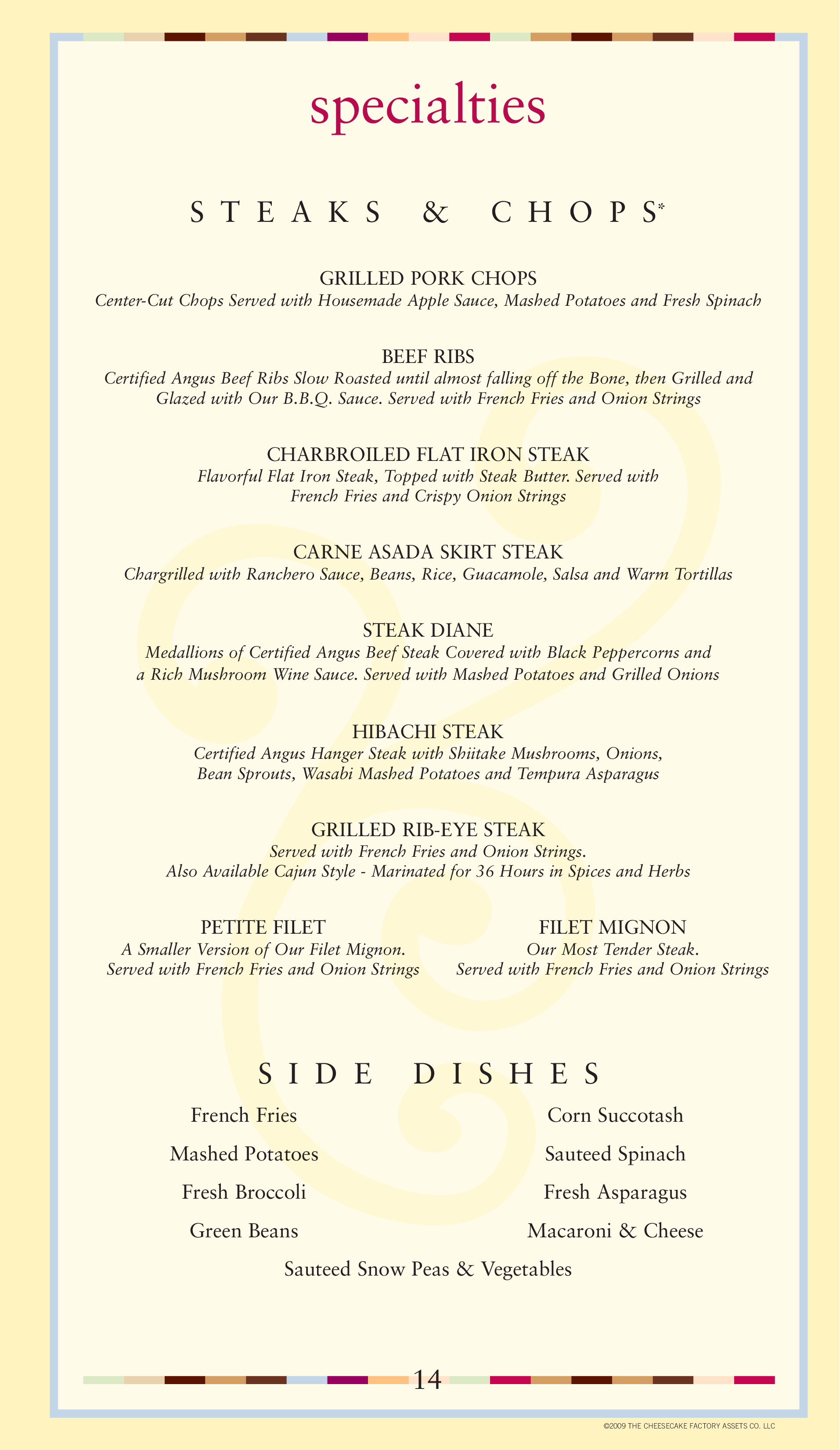 Cheesecake Factory Printable Menu Customize And Print