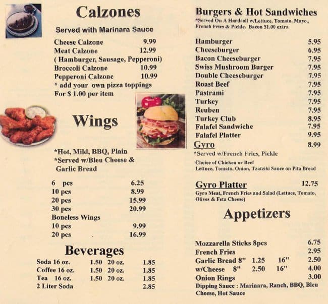 Menu at H & M Pizza & Giant Grinder Inc pizzeria, Windsor Locks