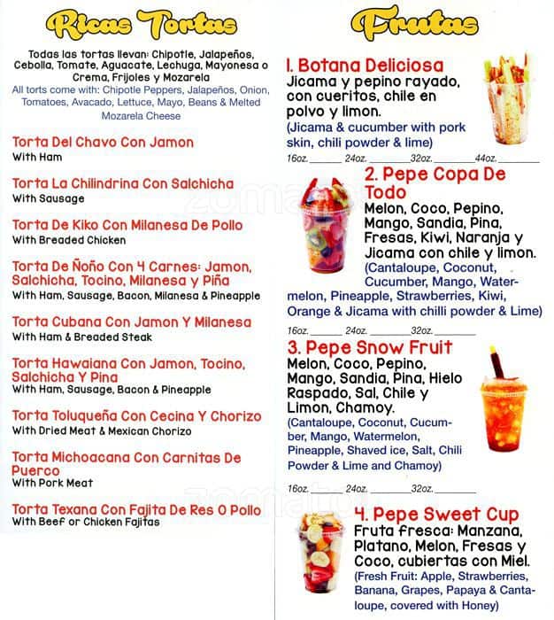 Menu at Pepe's Fruit Cup 2 pub & bar, Austin