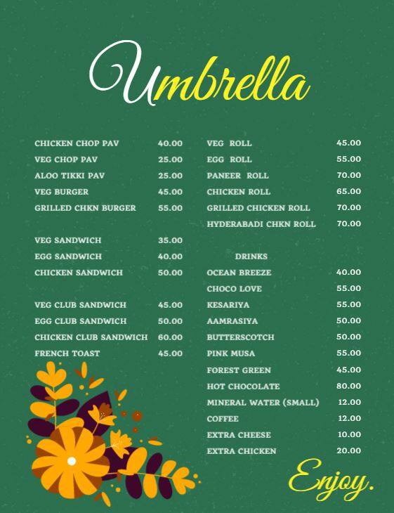 Umbrellas Grand Anse Menu at Kelli Dickens blog