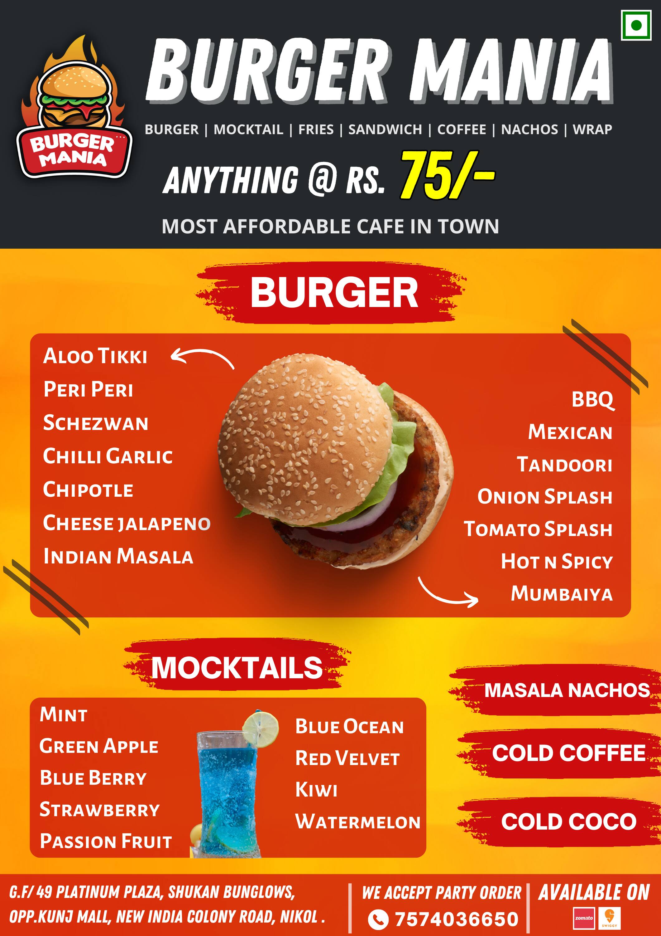 Burger Mania in Ghatlodiya,Ahmedabad - Best Burger Joints in Ahmedabad -  Justdial