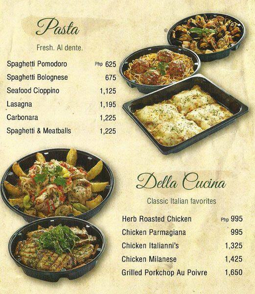 Carta de Italianni's Restaurant, San Juan