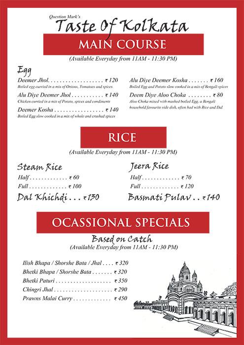 Question Mark - Taste of Kolkata menu
