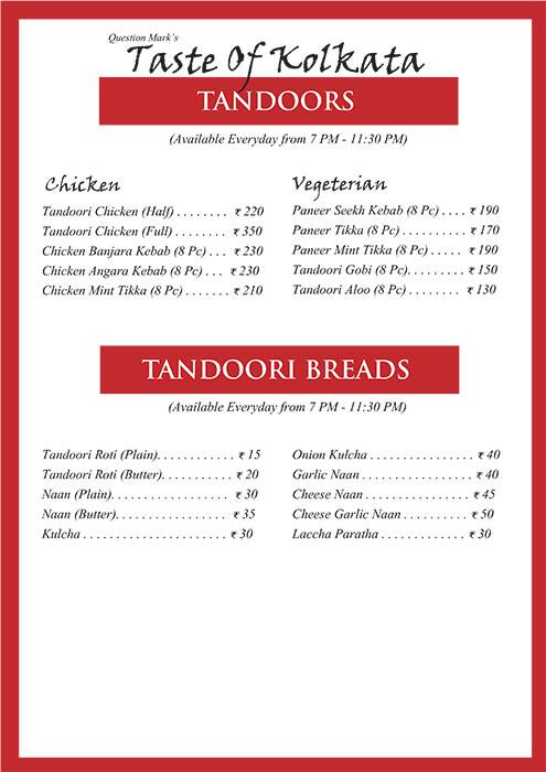 Question Mark - Taste of Kolkata menu