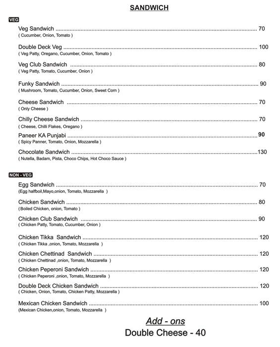 Blueberry - The Cake Cafe menu
