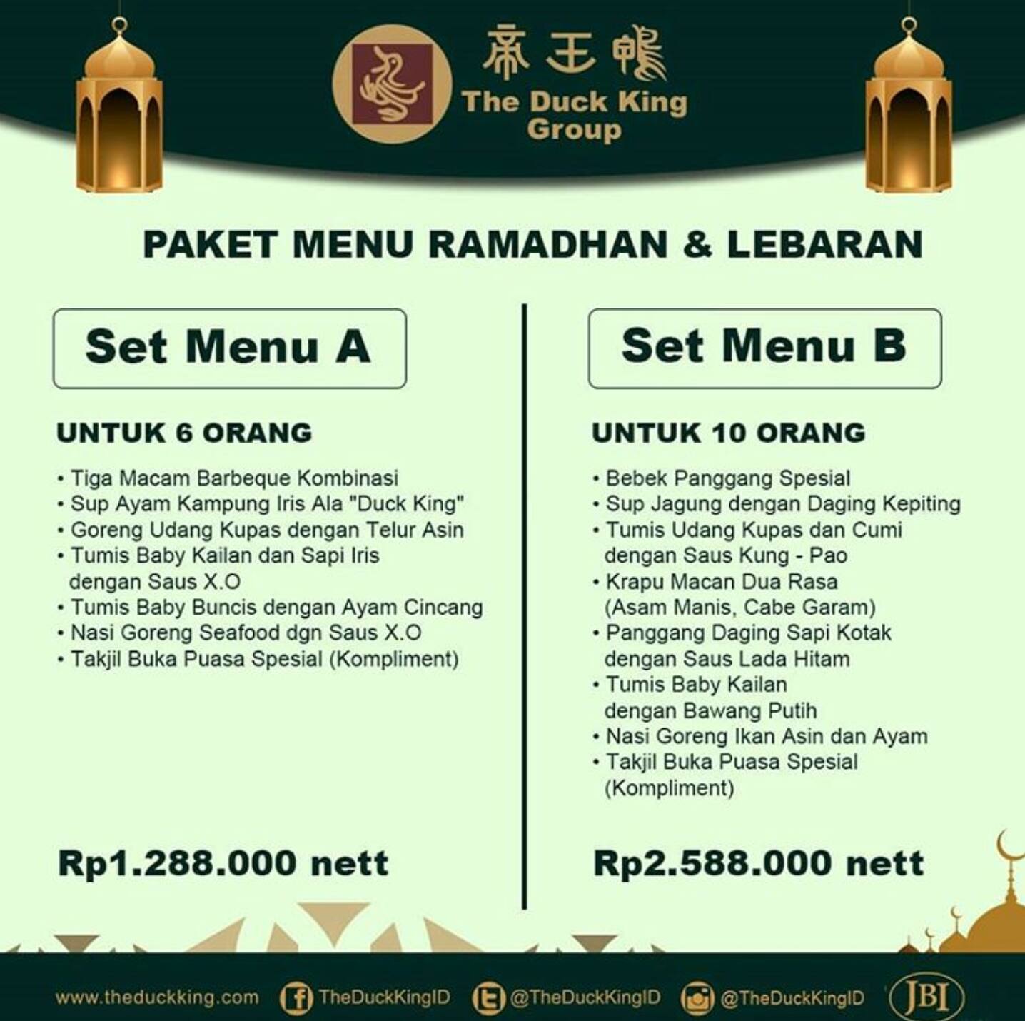 Menu at The Duck King restaurant, South Jakarta, Lippo Mall Kemang 1st