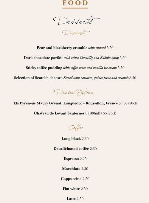 Menu at Copper Blossom pub & bar, Edinburgh