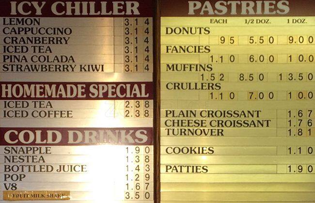 Donut Counter menu