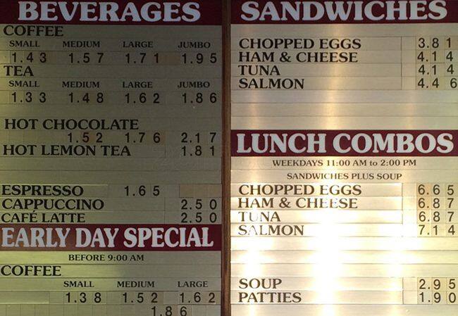 Donut Counter menu
