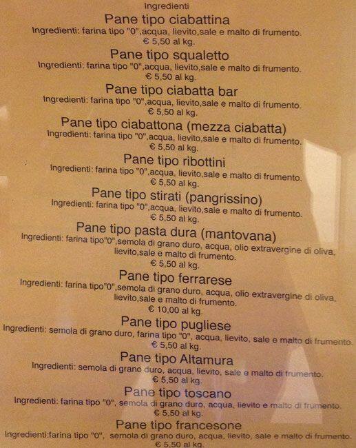 Menu di Panificio SANNA dal 1976 